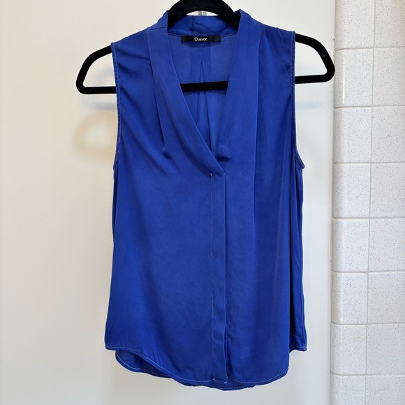 Quince Tops - Quince Women's Blue Washable Silk Stretch Sleeveless Top Size Small